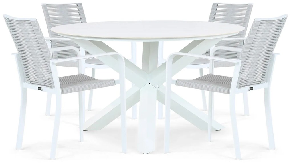 Tuinset Ronde Tuintafel 4 personen 130 cm Aluminium/rope Grijs  Santika Furniture Santika