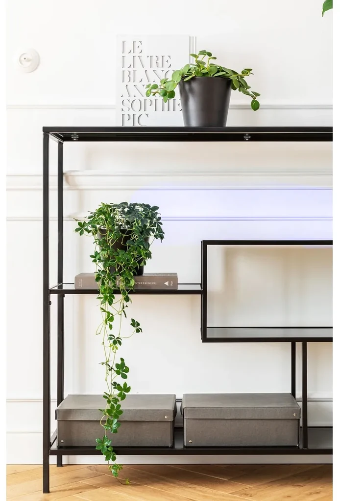 Kare Design Loft Laag Wandrek Staal Met Glas - 115x30x100cm.
