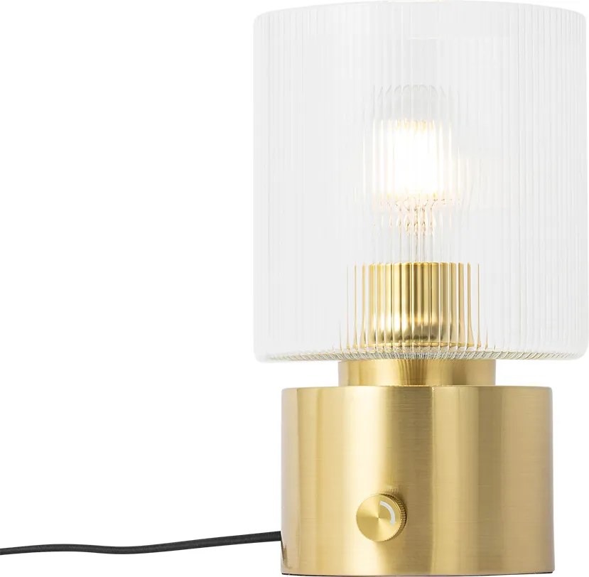 Art Deco tafellamp goud met glas - Laura