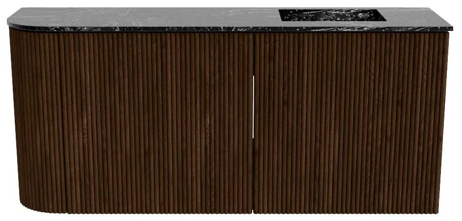 Mondiaz Joya DLux 90cm toiletmeubel ronding links walnut met wastafel faye rechts zonder kraangat lava