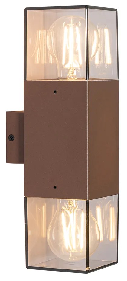 Buiten wandlamp roestbruin met smoke kap 2-lichts IP44 - Denmark Industriele / Industrie / Industrial E27 IP44 Buitenverlichting