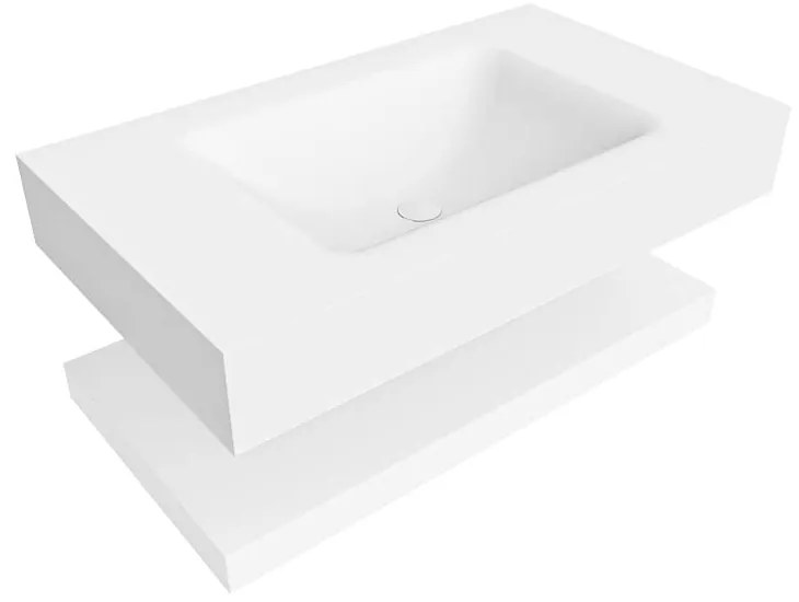 Zaro Alan badmeubel 80cm met planchet talc en vrijhangende wastafel cloud midden 1 kraangat talc