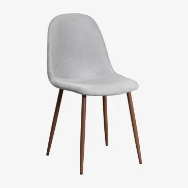 Pak 4 Glamm-eetkamerstoelen In Donker Hout & Linnen Grijs – Beton - Sklum
