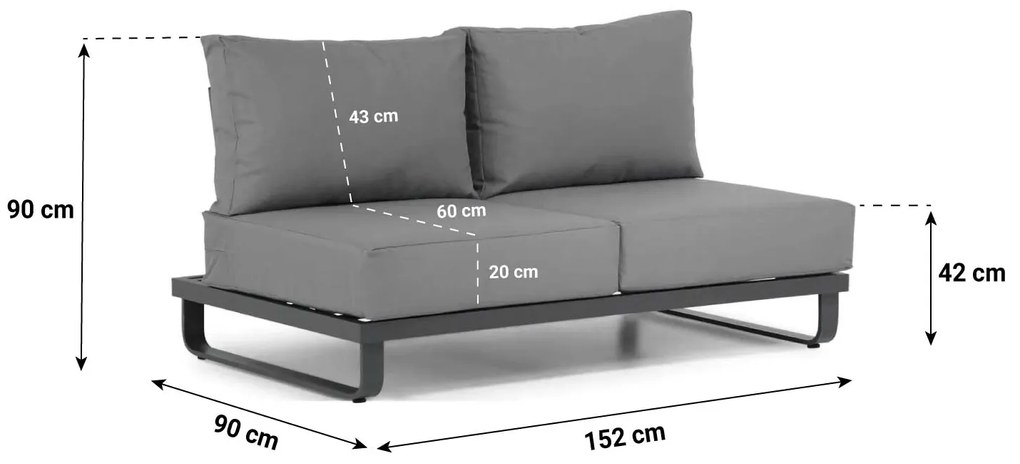 Lifestyle Garden Furniture Venezia Open Bank Aluminium Grijs