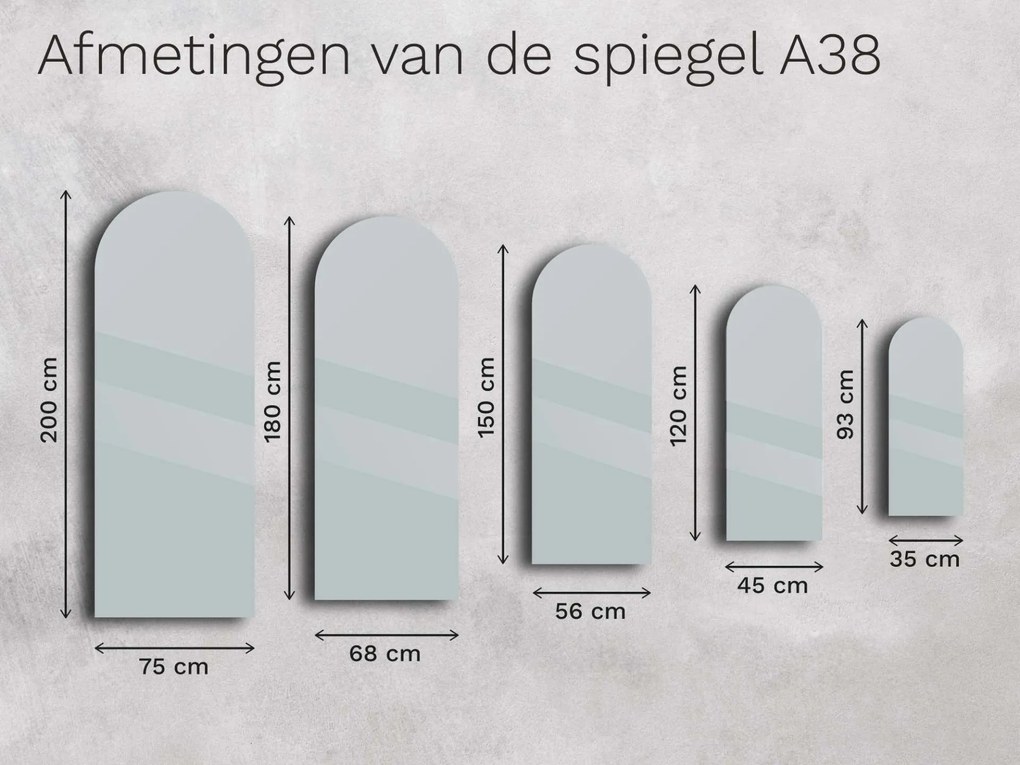 Atypische badkamerspiegel met LED verlichting A38