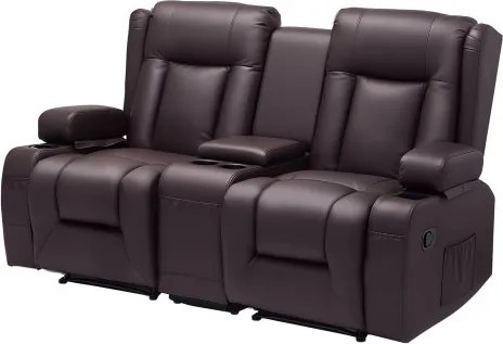 VEVOR Loveseat Relaxfauteuil, verstelbare relaxfauteuil met middenconsole, PU-leren relaxfauteuil met USB-poorten, bekerhouders en opbergvakken, relaxfauteuil voor woonkamer/camper
