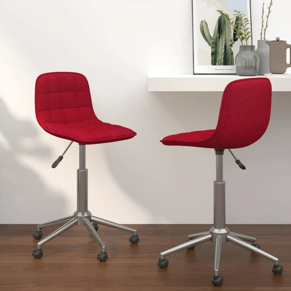 vidaXL Eetkamerstoelen draaibaar 2 st stof wijnrood