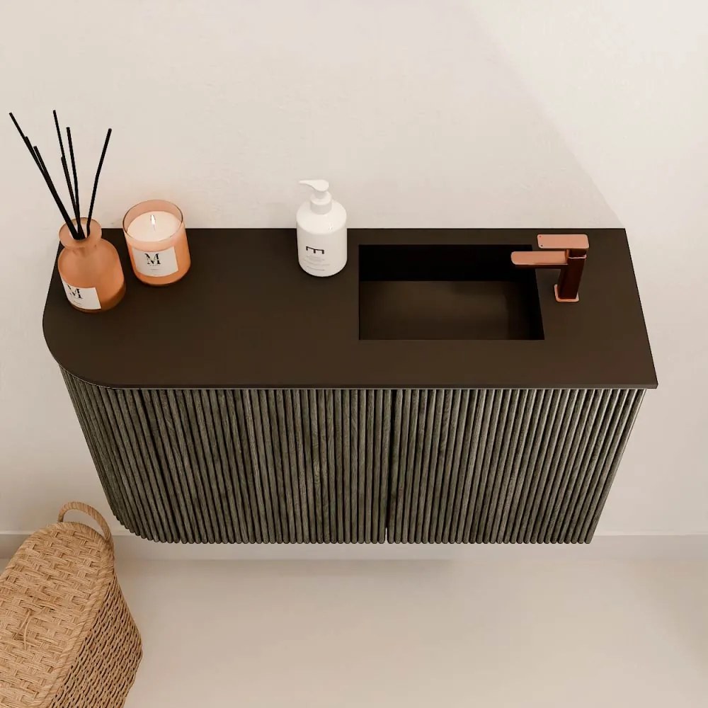 Mondiaz Joya 70cm toiletmeubel ronding links shadow met wastafel faye rechts 1 kraangat urban