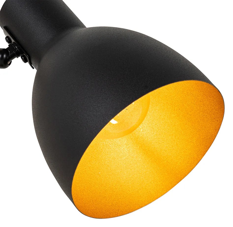 Landelijke tafellamp zwart met hout - Flint