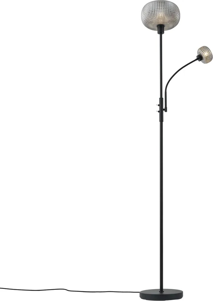 Smart vloerlamp zwart met smoke glas 2-lichts incl. Wifi - Brianna