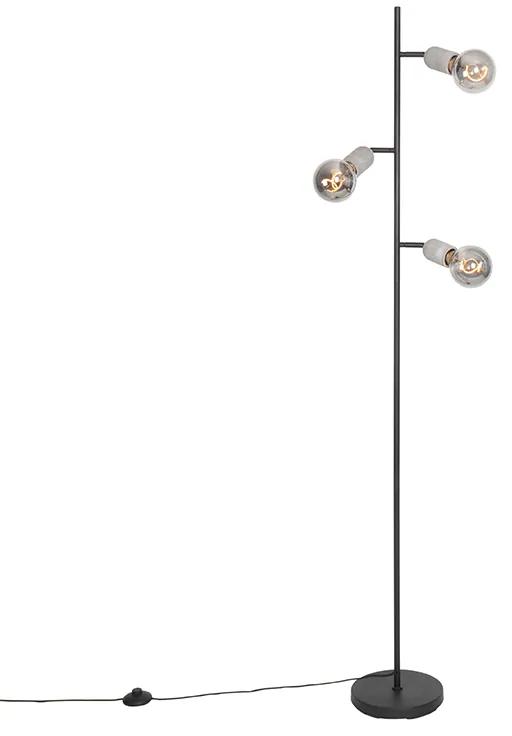Industriële vloerlamp zwart met beton 3-lichts - Pedra Landelijk E27 Binnenverlichting Lamp