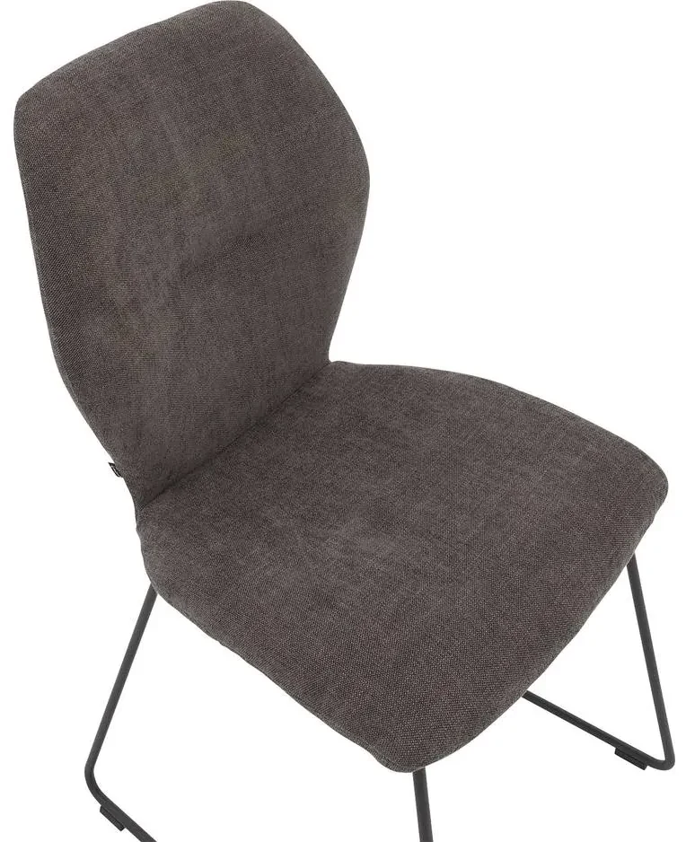 Goossens Eetkamerstoel Hera bruin stof leuning, modern design