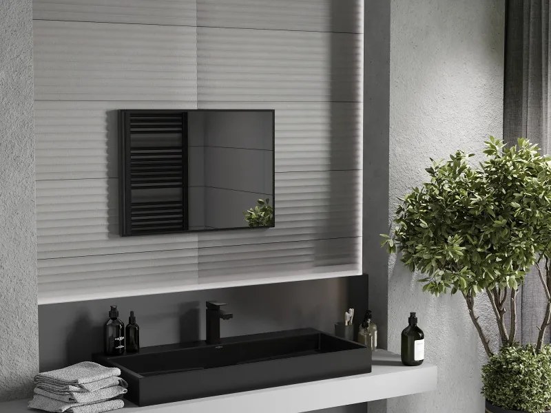 Mexen Loft rechthoekige badkamerspiegel 70 x 50 cm, zwarte lijst - 9852-070-050-000-70