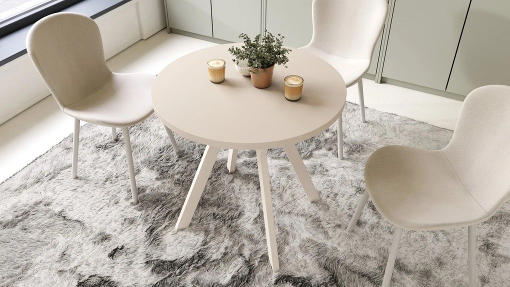 ALMO 80 Beige (Champagne) / beige poten – ronde tafel met Y-poten, loft/industrieel voor keuken, woonkamer en eetkamer
