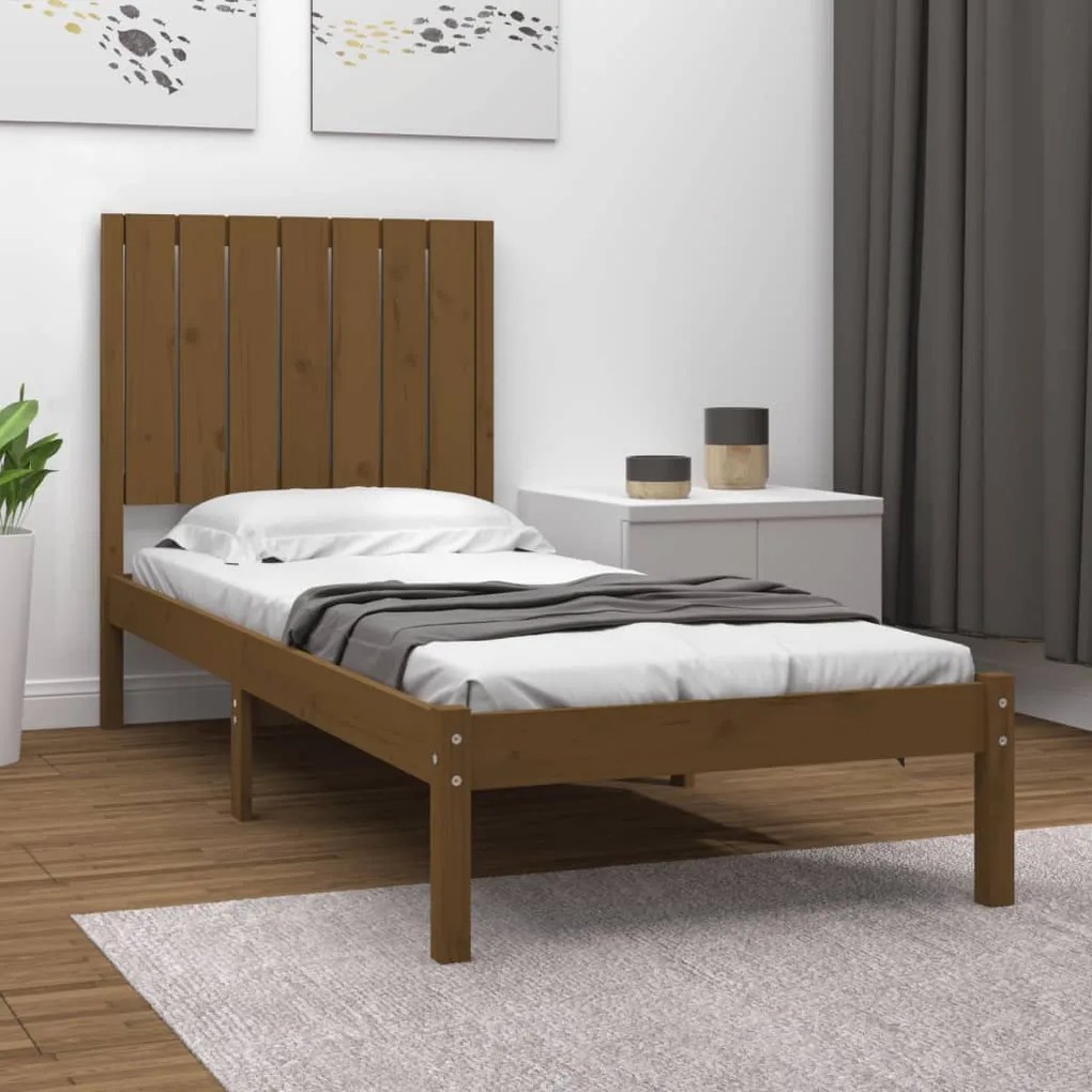 vidaXL Bedframe massief hout honingbruin 75x190 cm 2FT6 Small Single