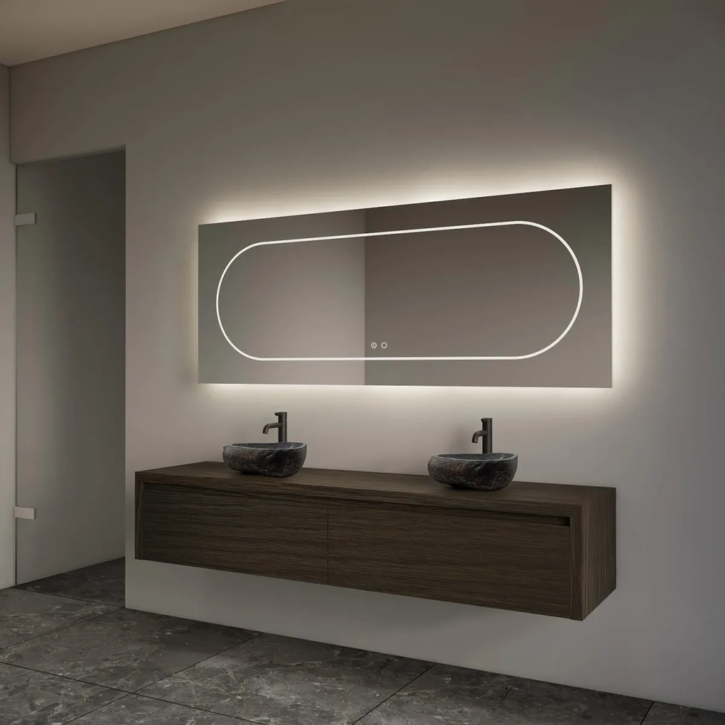 Gliss Design Ares badmeubel 160cm 2 lades charcoal met rivierstenen waskommen