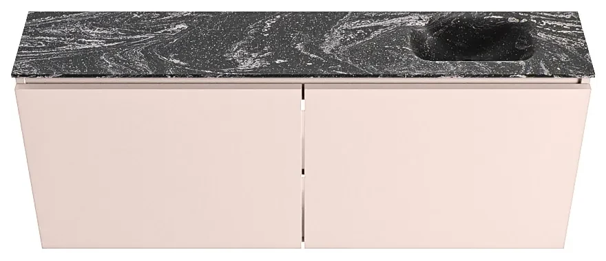 Mondiaz Ture DLux toiletmeubel 120cm rosee met wastafel lava rechts met kraangat