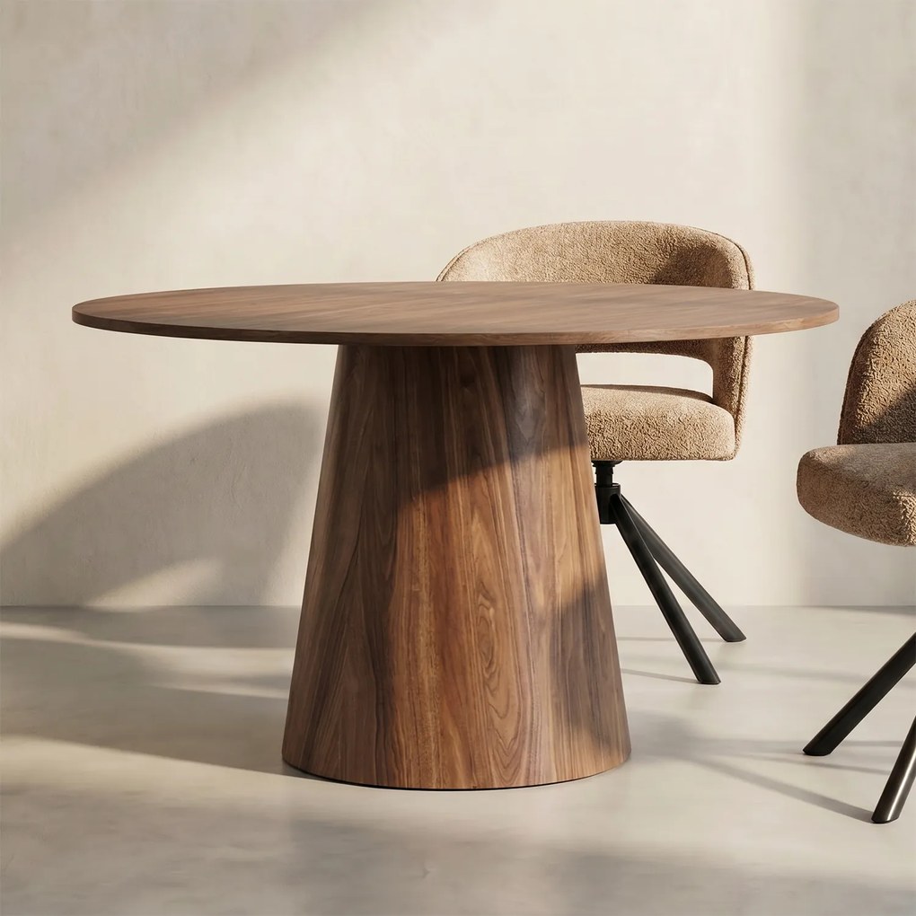 Ronde Eettafel Met Ronde Voet Naturel - 120 X 120cm.