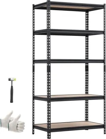 VEVOR zwaar uitgevoerde opbergkast 923x459x1813mm, draagvermogen 907,2kg, stalen frame, 5 verstelbare MDF-planken, modulaire opbergkast te gebruiken als werkbank, flexibele metalen opbergkast voor kelder, garage, werkplaats