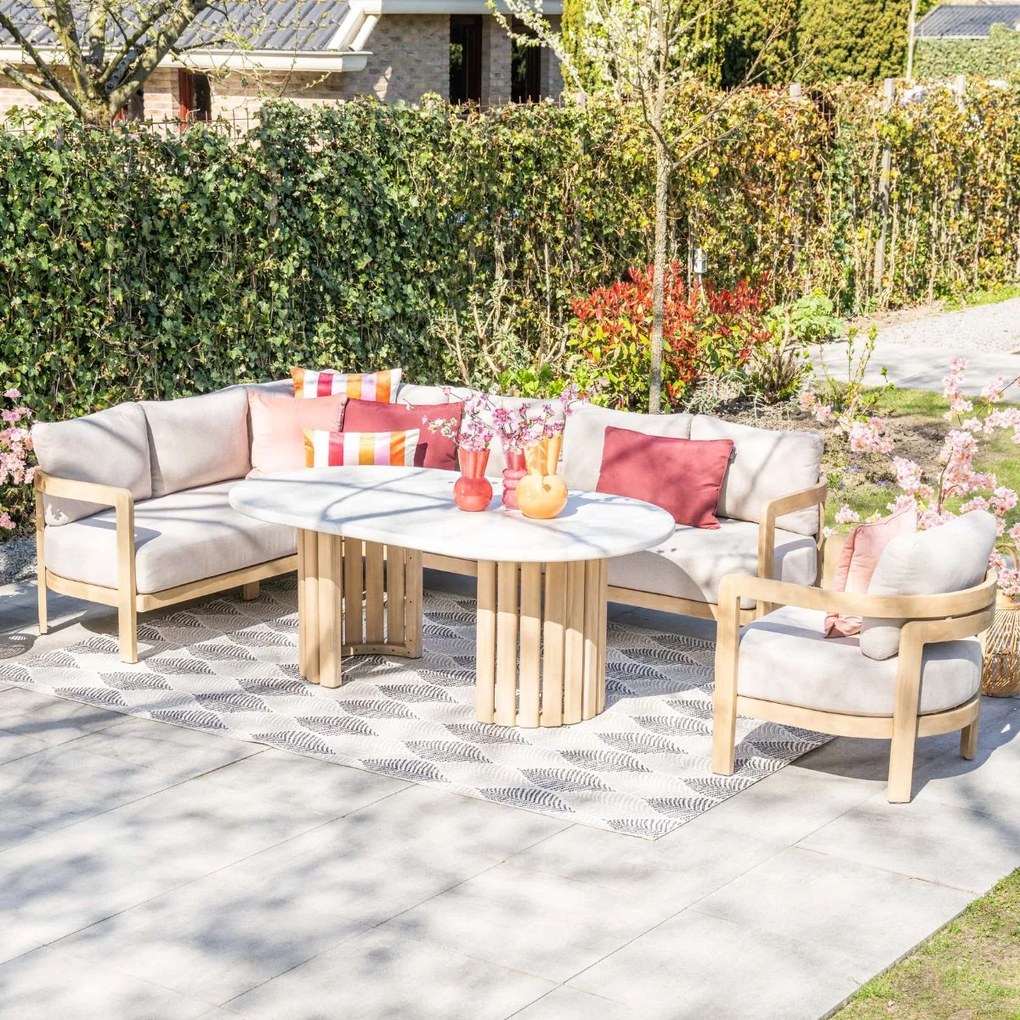 Garden Impressions Sirocco lounge dining set 3-delig links - acacia - grey sand