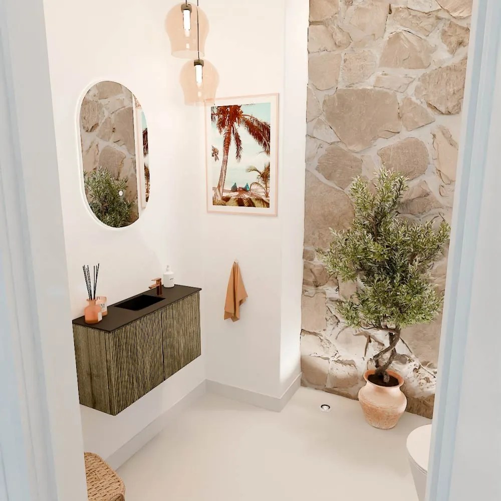 Mondiaz Joya 70cm toiletmeubel dusk met wastafel faye midden 1 kraangat urban