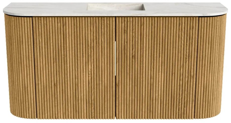 Mondiaz Joya DLux 85cm toiletmeubel ronding links/rechts oak met wastafel faye midden zonder kraangat ostra