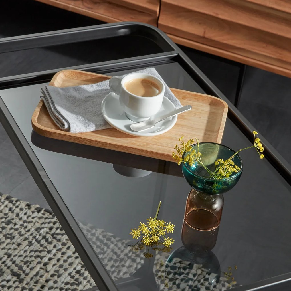 Kave Home Duilia Zwarte Keukentrolley Met Glas - 75 X 35cm.
