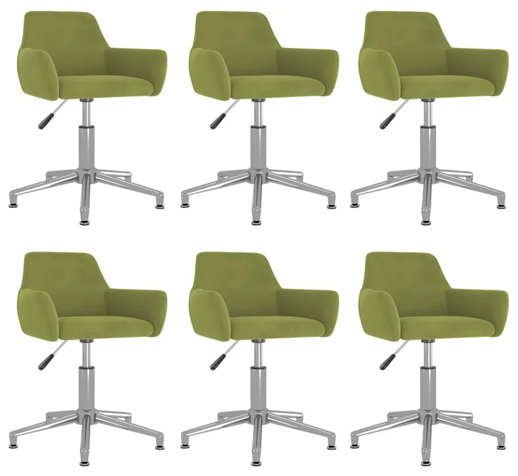 vidaXL Eetkamerstoelen draaibaar 6 st fluweel lichtgroen