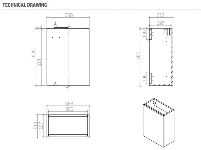 SaniGoods Small fonteinmeubel incl spiegel 40x22x60 wit