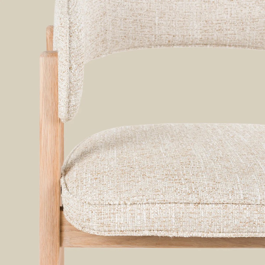 Eiken Eetkamerstoel Met Armleuningen Beige