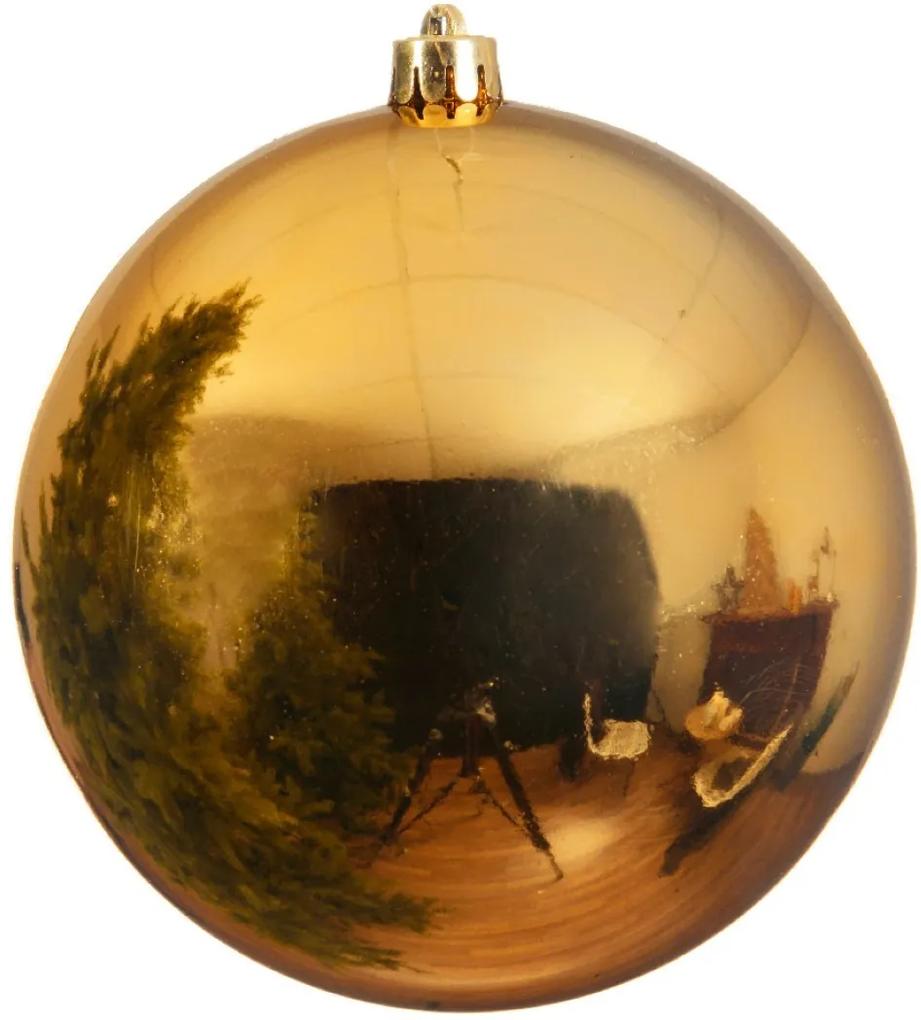 Kerstbal plastic glans 250mm licht goud KSD