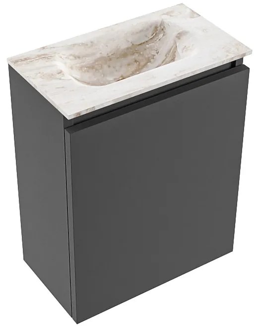 Mondiaz Ture DLux toiletmeubel 40cm dark grey met wastafel frappe midden zonder kraangat