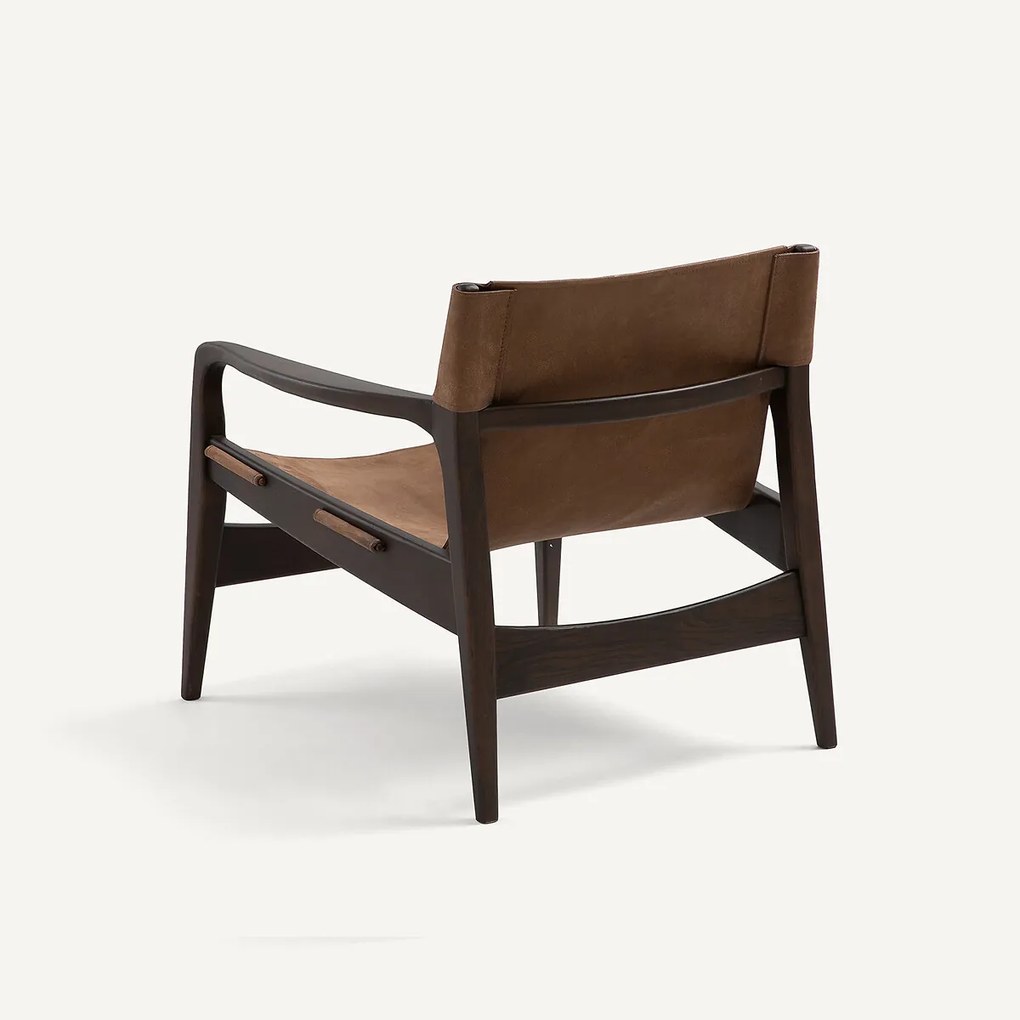 Fauteuil van massief gebeitst eiken en leer, Alberto