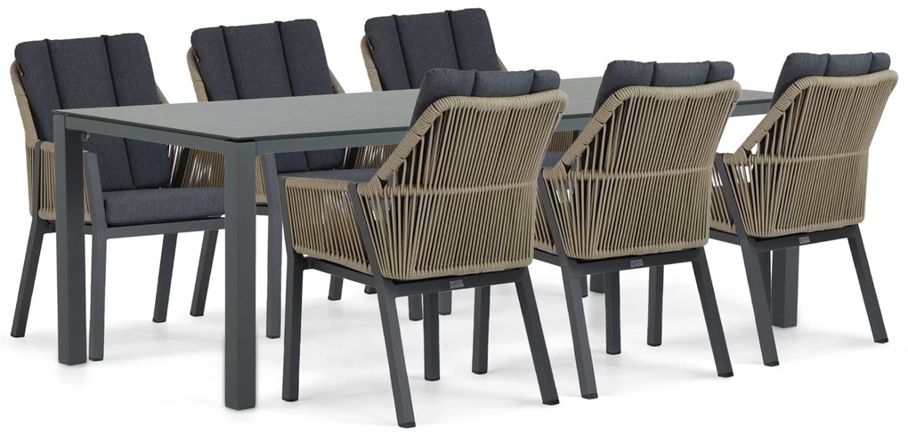Tuinset 6 personen 220 cm Aluminium/rope Taupe Lifestyle Garden Furniture Verona/Mateo