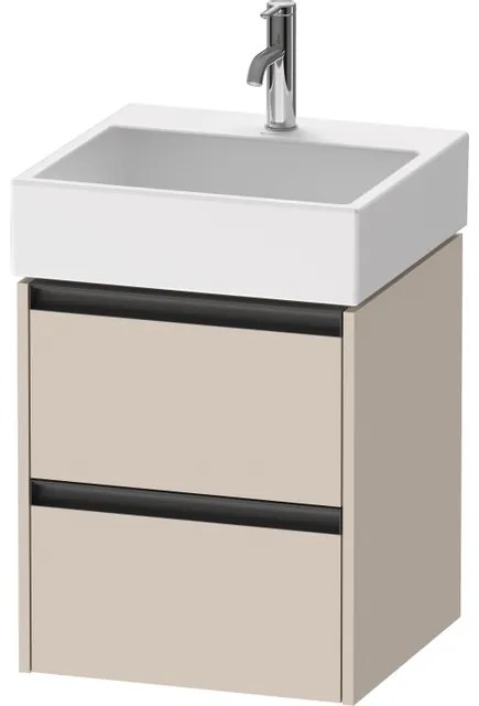 Duravit Ketho 2 wastafelonderbouwkast - 2 laden - 48.4x46x54.9cm - grepen antraciet - taupe mat K25274091910000