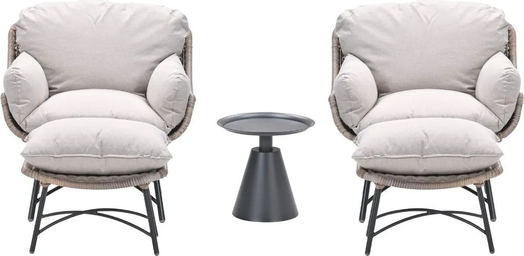 Garden Impressions Selene loungestoelen vintage willow - Tepa bijzettafel Ø50x48 cm