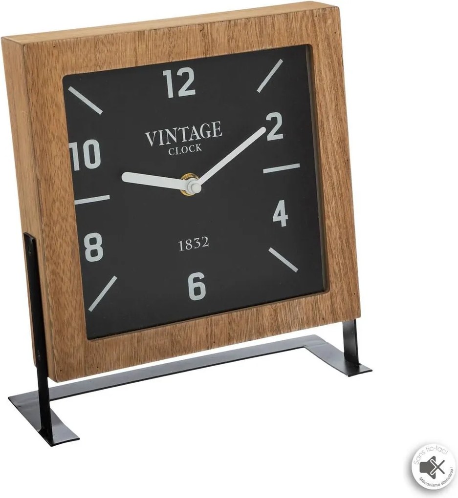 Atmosphera tafelklok Swiss - Stijlvol bruin/zwart design - 20 x 23 cm - Op standaard