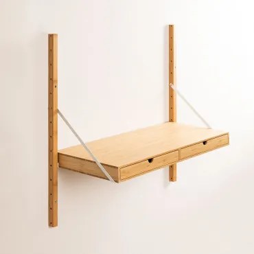 Bamboe Modulaire Wandplank Kolex Wit & Bureau 84 Cm - Sklum