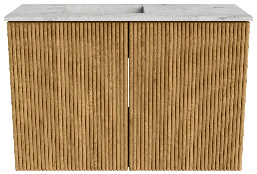 Mondiaz Joya DLux 60cm toiletmeubel oak met wastafel faye links zonder kraangat glace