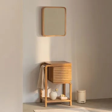 Bradley Teakhouten Badkamermeubelset Without Sink & Rechthoekig Met Afgeronde Hoeken En Opbergruimte 45x60 Cm Ian & Zonder Kraan & ↔︎ - Sklum