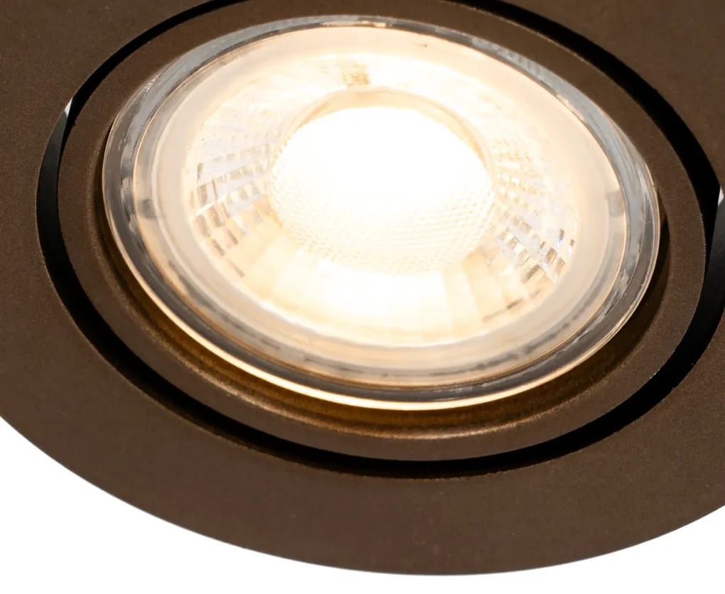 Set van 6 Moderne inbouwspots donker brons kantelbaar - Cisco Modern GU10  IP44 rond Binnenverlichting Lamp | BIANO
