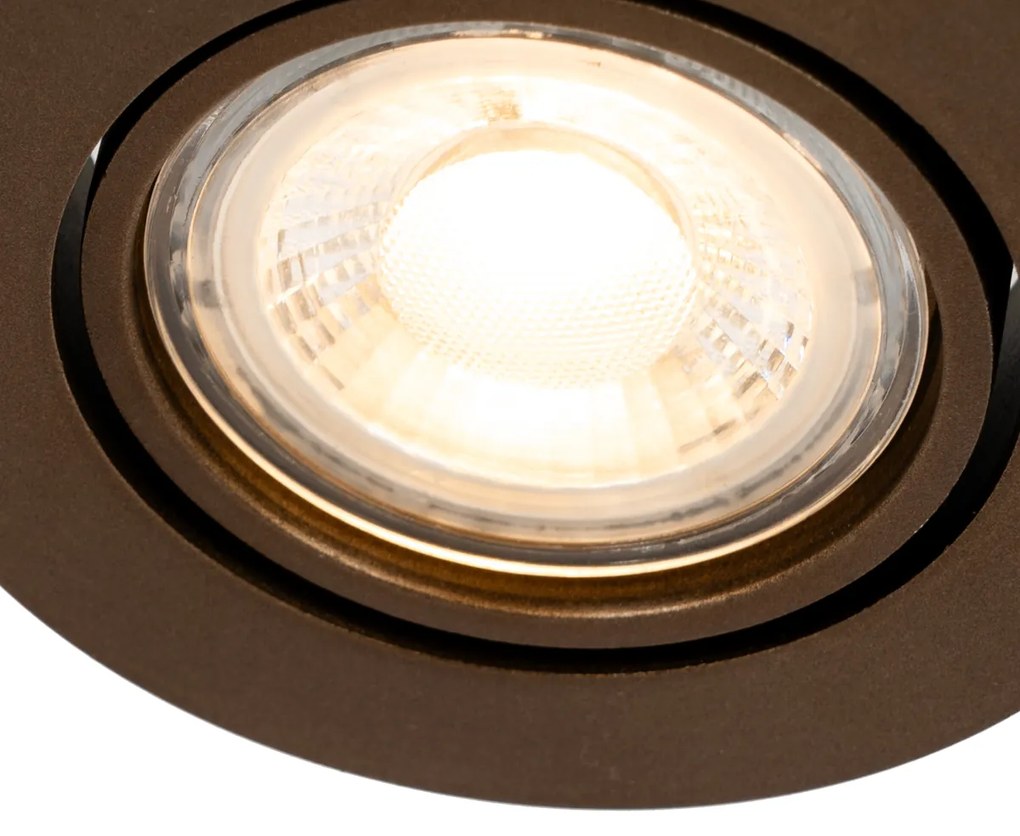 Set van 6 Moderne inbouwspots donker brons kantelbaar - Cisco Modern GU10 rond Binnenverlichting Lamp