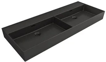 Plieger Kansas badmeubel 120cm met dubbele zwarte wastafel zonder kraangat wit mat