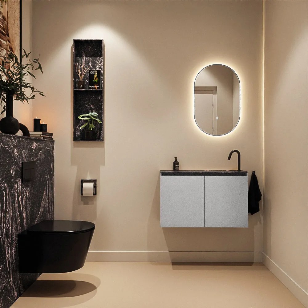 Mondiaz Ture DLux toiletmeubel 80cm plata met wastafel lava rechts met kraangat