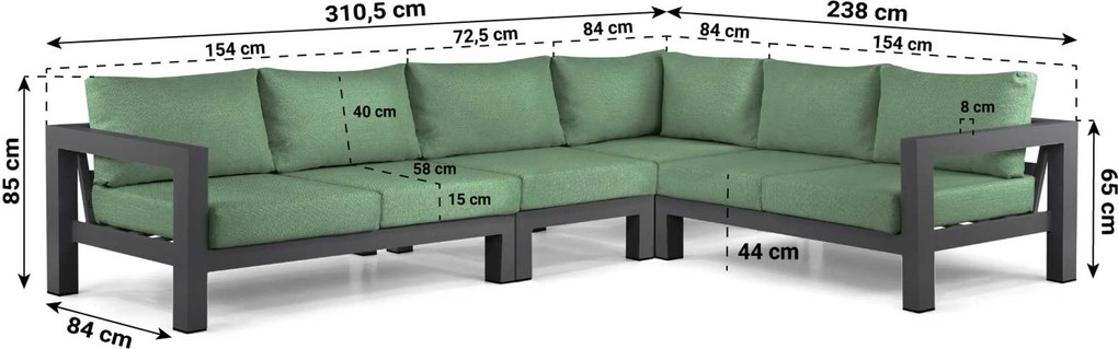 Hoek loungeset 6 personen Aluminium Grijs Lifestyle Garden Furniture Luca