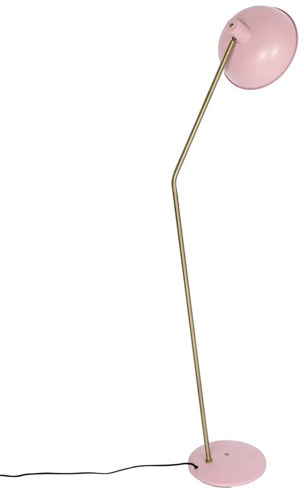 Retro vloerlamp roze met brons - Milou