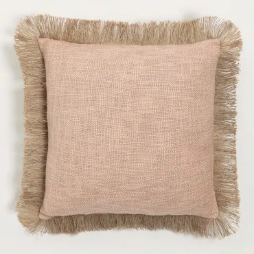 Vierkant Kussen 45x45 Cm In Katoen Paraiba Roze – Hazelnoot - Beige – Linnen - Sklum