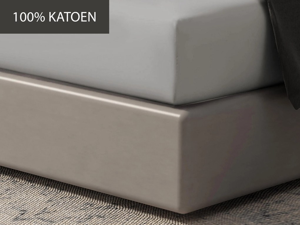 Hoeslaken Home - 100% natuurlijk katoen - 140x200 - lichtgrijs