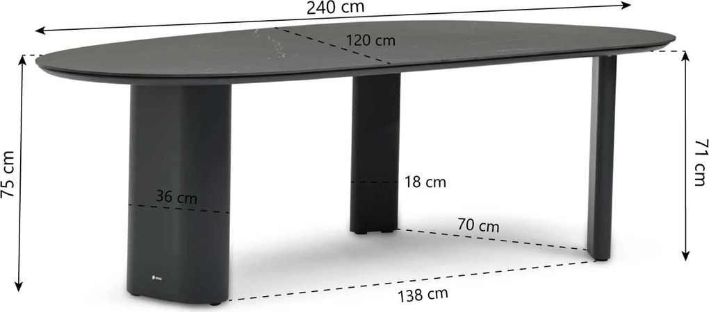 Dining Tuintafel Organische tuintafels 240 x 120 cm Grijs Weave