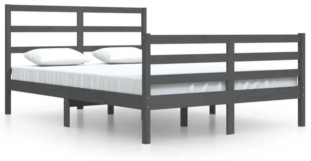 vidaXL Bedframe massief grenenhout grijs 140x200 cm
